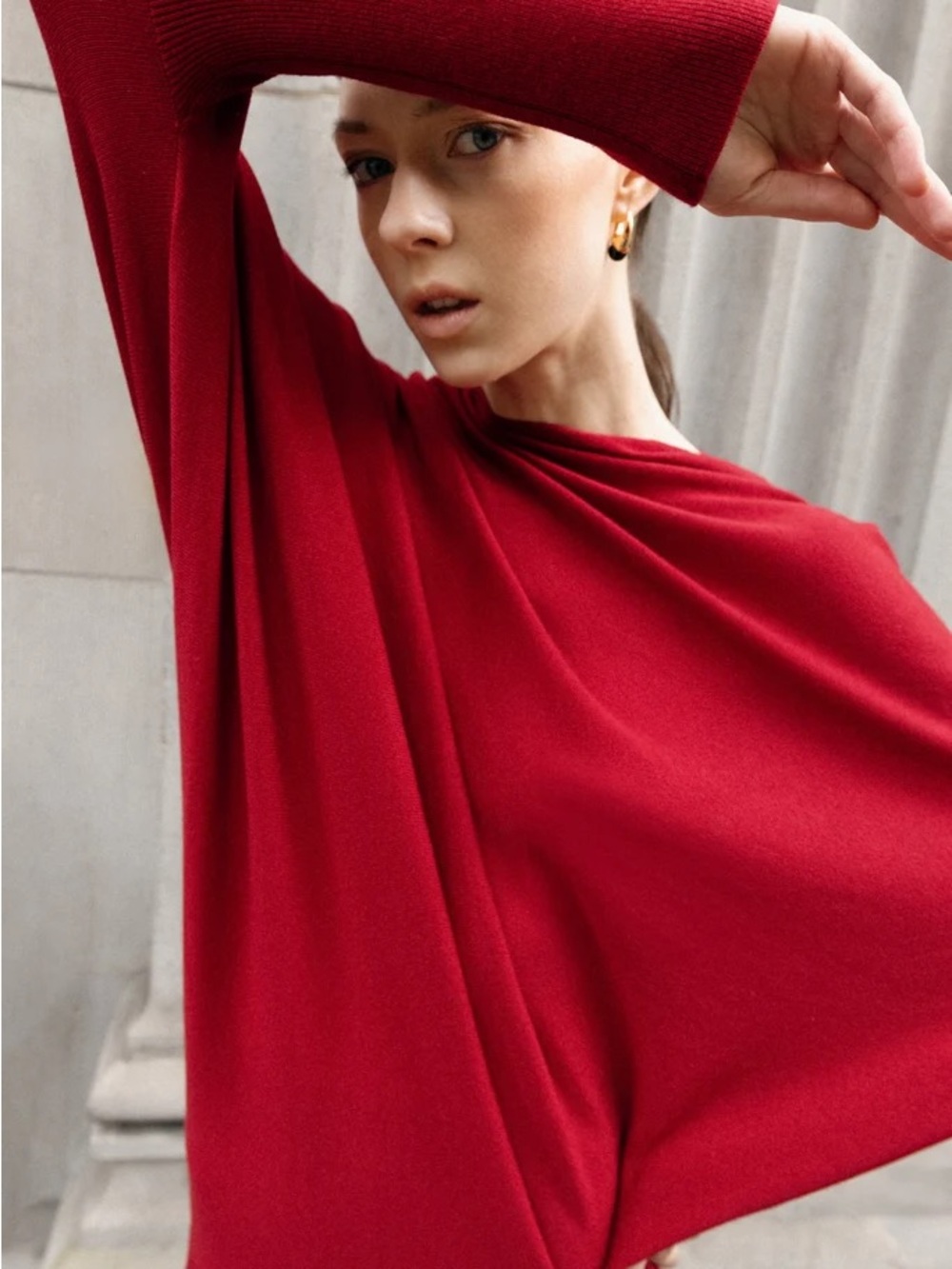 Oak + Fort Asymmetrical Sweater With Cuffed Sleeves Size S NWT